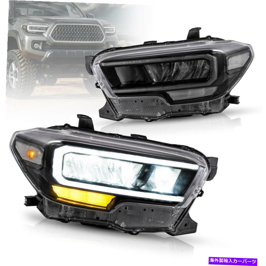 クロームカバー 16-21トヨタタコマのカスタマイズされたクリアフルLEDリフレクターヘッドライト Customized Clear FULL LED Reflector Headlights for 16-21 Toyota Tacoma【並行輸入品】