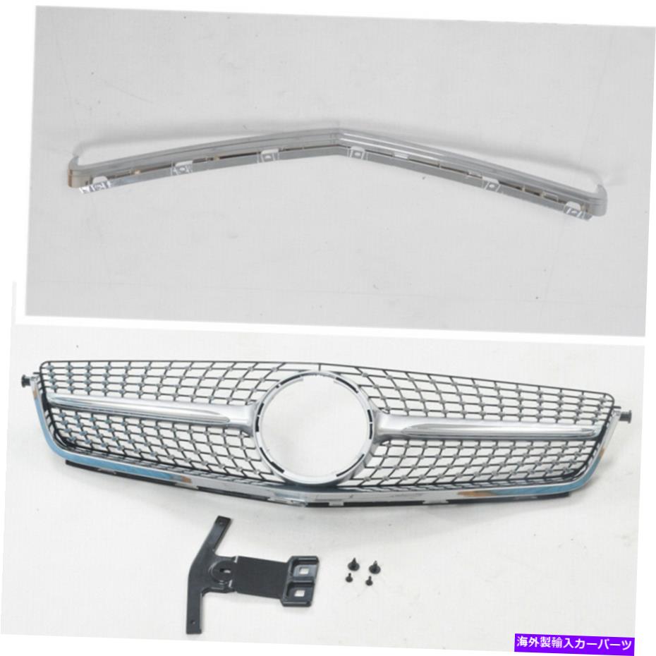 クロームカバー メルセデス用のフロントバンパーカバーグリルグリルキットW204 C63 AMG 2008-2011シルバー Front Bumper Cover Grille Grill Kit For Mercedes W204 C63 AMG 2008-2011 Silver【並行輸入品】