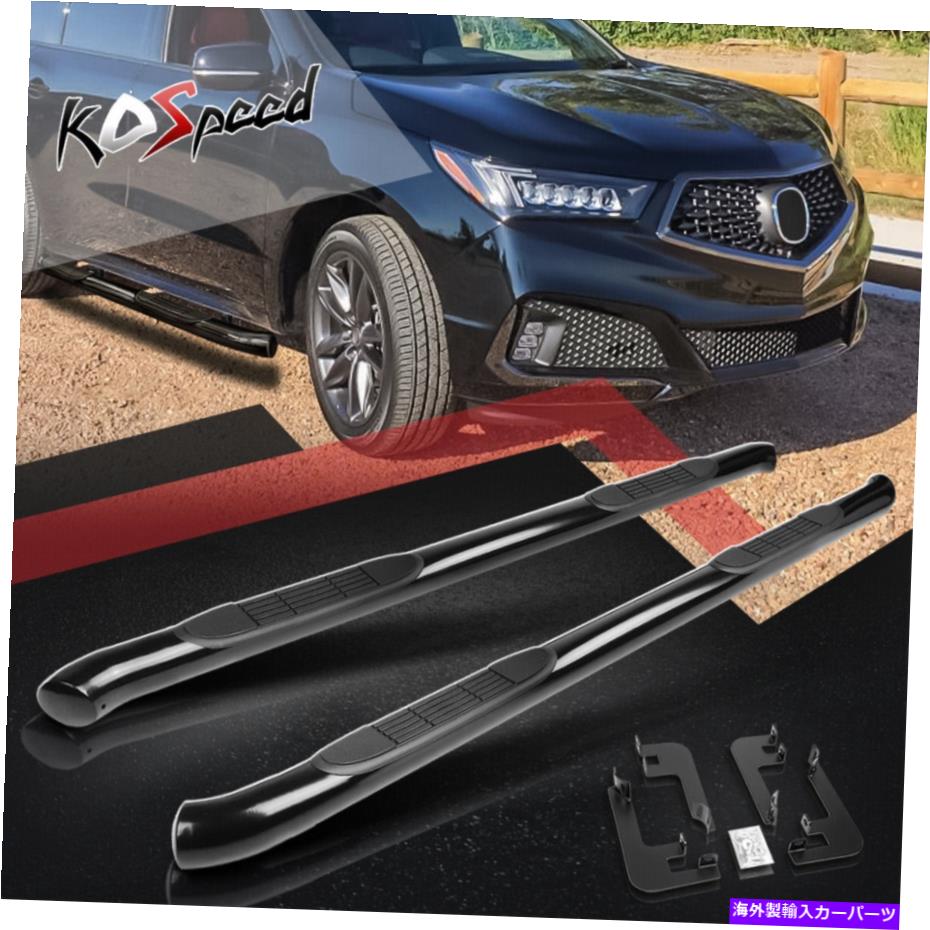 Nerf Bar 3 "ブラックラウンドチューブランニングボードサイドステップ14-20 ACURA MDX YD3用NERFバー 3" Black Round Tube Running Board Side Step Nerf Bar for 14-20 Acura MDX YD3【並行輸入品】｜Us Custom Parts Shop USDM
