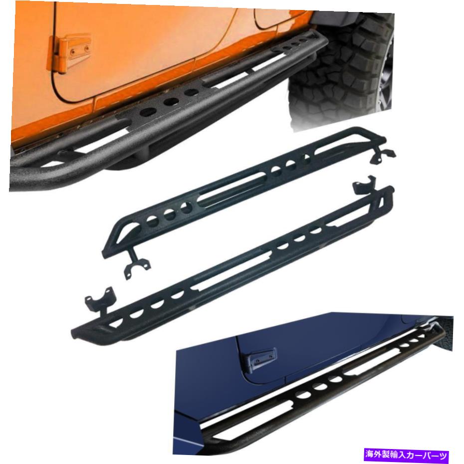 Nerf Bar 左＆右のブラックサイドステップナーフバーフィット2007-2018ジープラングラーJK 4ドア Left & Right Black Side Step Nerf Bars Fit 2007-2018 Jeep Wrangler JK 4 Door【並行輸入品】