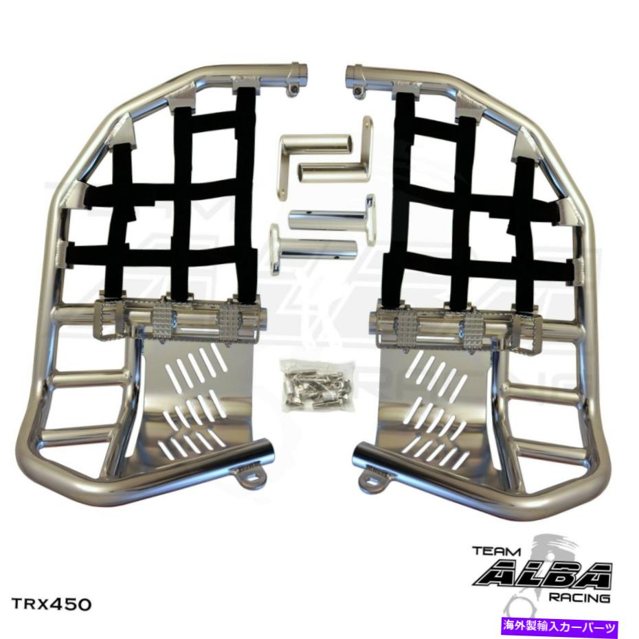 Nerf Bar TRX 450R 450er nerf bars pro pegヒールガードアルバレーシングシルバーブラック218 t7 sb TRX 450R 450ER Nerf Bars Pro Peg Heel Guards Alba Racing Silver Black 218 T7 SB【並行輸入品】