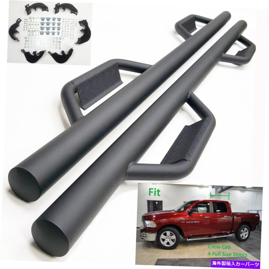 Nerf Bar 2010-2018 RAM 1500 2500 3500クルーキャブテクスチャブラックサイドステップバードロップステップ For 2010-2018 Ram 1500 2500 3500 Crew Cab Texture Black Side Step Bar Drop Step【並行輸入品】