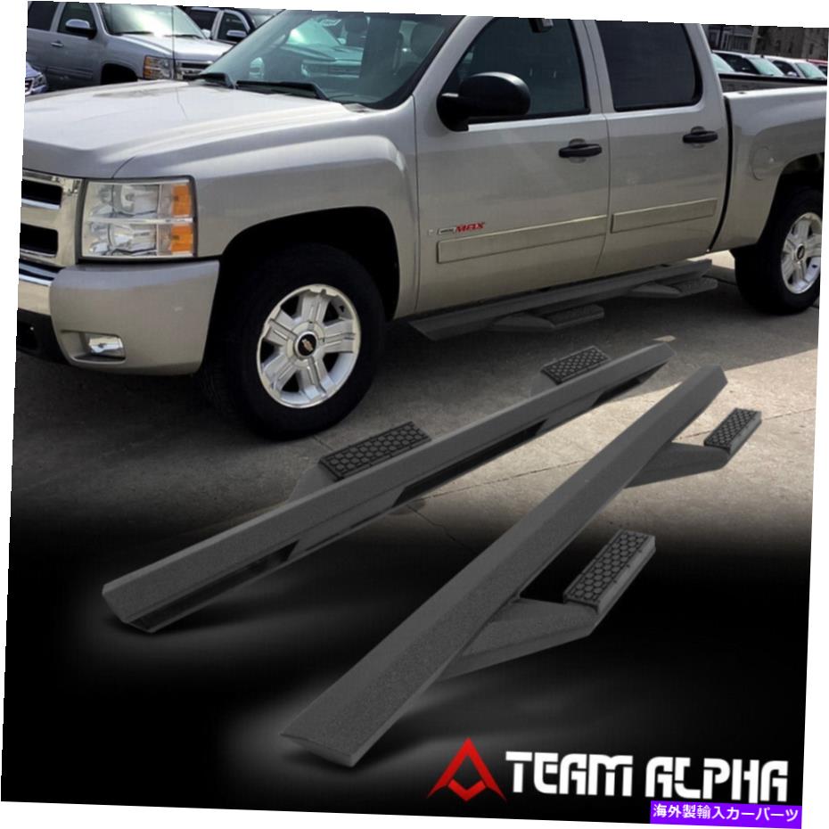 Nerf Bar フィット2007-2019シルバラード/シエラ[クルーキャブ]ブラックマイルドスチールサイドステップナーフバー Fits 2007-2019 Silverado/Sierra [CREW CAB] Black Mild Steel Side Step Nerf Bar【並行輸入品】