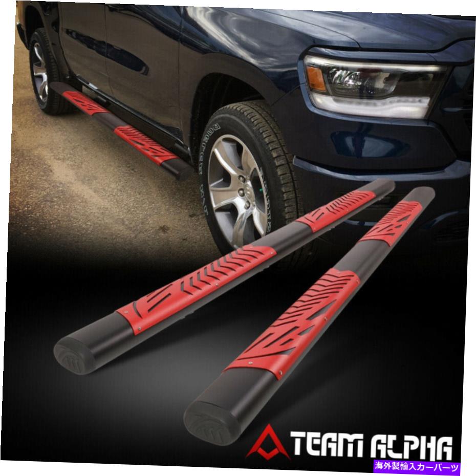 Nerf Bar フィット2019-2022 RAM 1500 [クルーキャブ]楕円形ブラック/レッドスチール5.5 \