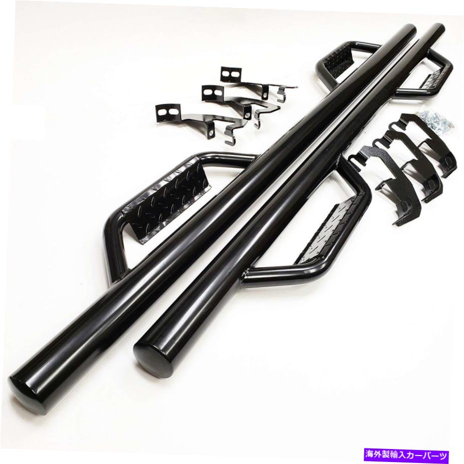Nerf Bar ブラック3インチサイドドロップ2007-2018シルバードGMCシエラクルーキャブのステップナーフバー Black 3\