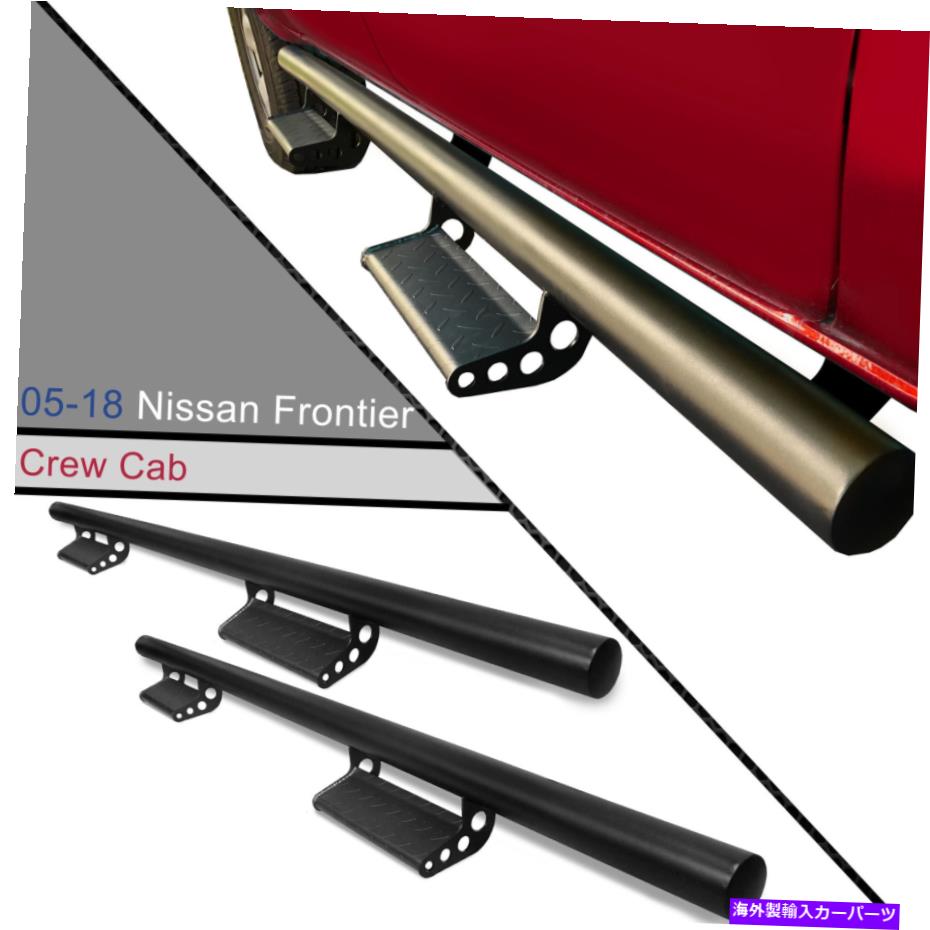 Nerf Bar 05-18日産フロンティアクルーキャブドロップダウンブラックスチールランニングボードのConext CONEXT For 05-18 Nissan Frontier Crew Cab Drop Down Black Steel Running Board【並行輸入品】