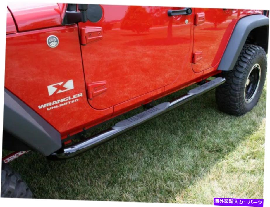 Nerf Bar 頑丈なリッジチューブサイドステップキットラウンド3インチステンレス07-18ラングラー4ドア Rugged Ridge Tube Side Step Kit Round 3 Inch Stainless For 07-18 Wrangler 4 Door【並行輸入品】