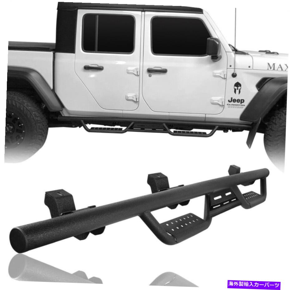 Nerf Bar 20-22ジープ剣闘士JTのためのペアスチール製のサイドステップワイドリンクW/ミドルリンクW/ミドルリンク Pair Steel Made Side Steps Wide Drop w/ Middle Link for 20-22 Jeep Gladiator JT【並行輸入品】
