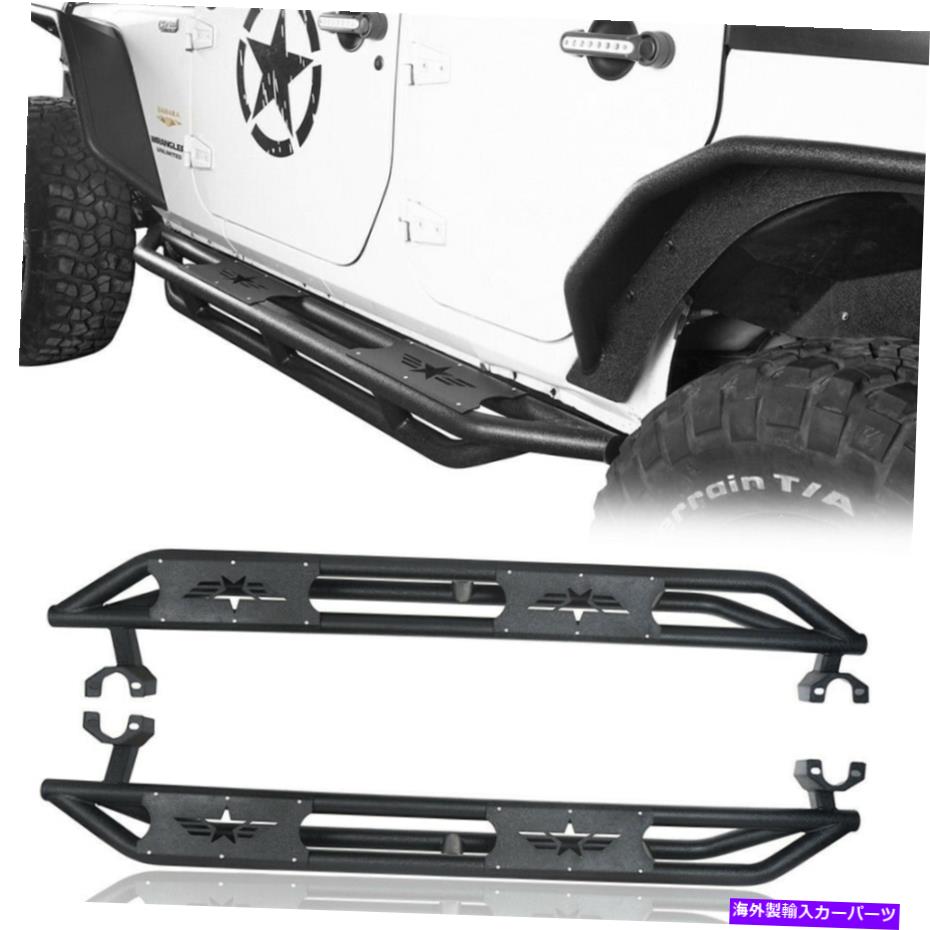 Nerf Bar アーマーキットチューブラーサイドステップナーフバースチールジープラングラーJK 07-18 4DR用の星 Armor Kit Tubular Side Step Nerf Bar Steel w/Star For Jeep Wrangler JK 07-18 4Dr【並行輸入品】|Us Custom Parts Shop USDM