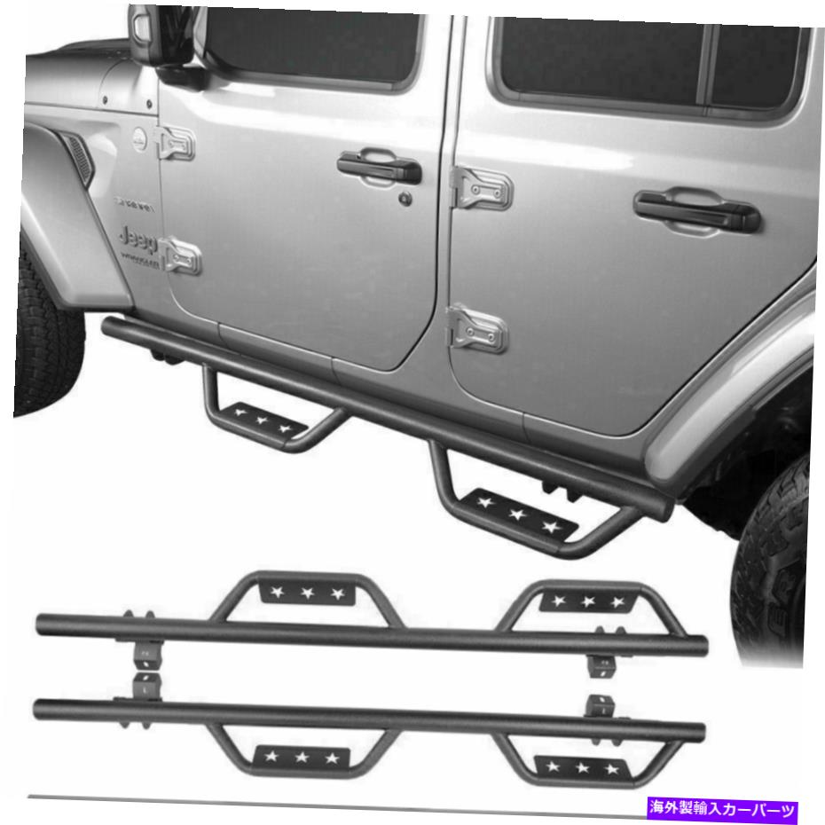 Nerf Bar ペアスチールランニングボードサイドステップナーフバーフィット18-22ジープラングラーJL（4ドア） Pair Steel Running Board Side Step Nerf Bars Fit 18-22 Jeep Wrangler JL (4 Door)【並行輸入品】