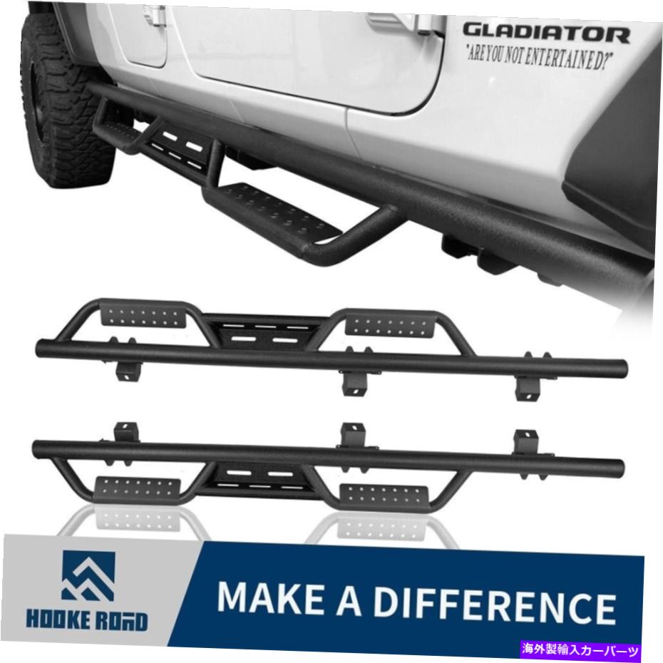 Nerf Bar フックロード新しいスチールワイドドロップサイドステップジープグラディエーターJT 20-22 4DRのペア Hooke Road New Steel Wide Drop Side Steps Pair for Jeep Gladiator JT 20-22 4DR【並行輸入品】｜Us Custom Parts Shop USDM