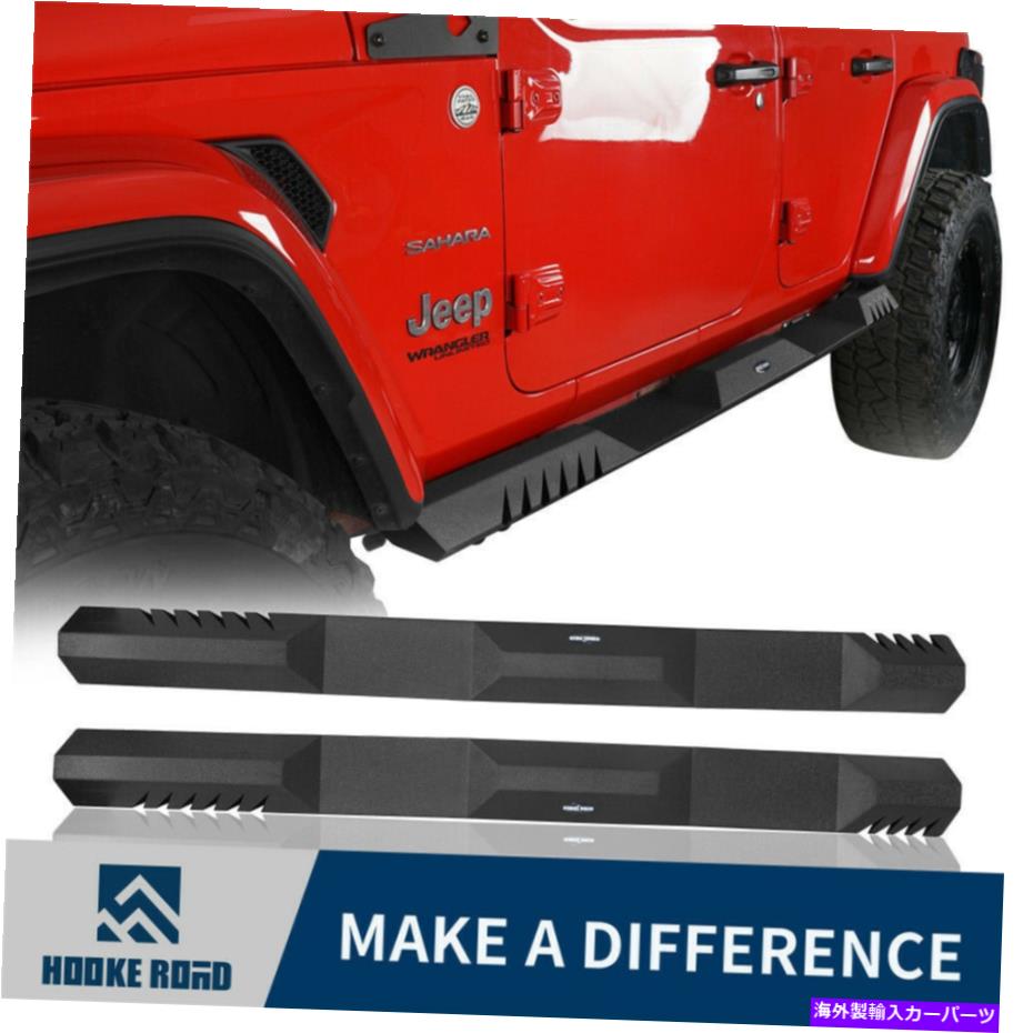 Nerf Bar フッカーアードブラックランニングボードサイドステップジープラングラーJLのためのnerfバー18-22 4dr HookeRoad Black Running Board Side Step Nerf Bars for Jeep Wrangler JL 18-22 4Dr【並行輸入品】