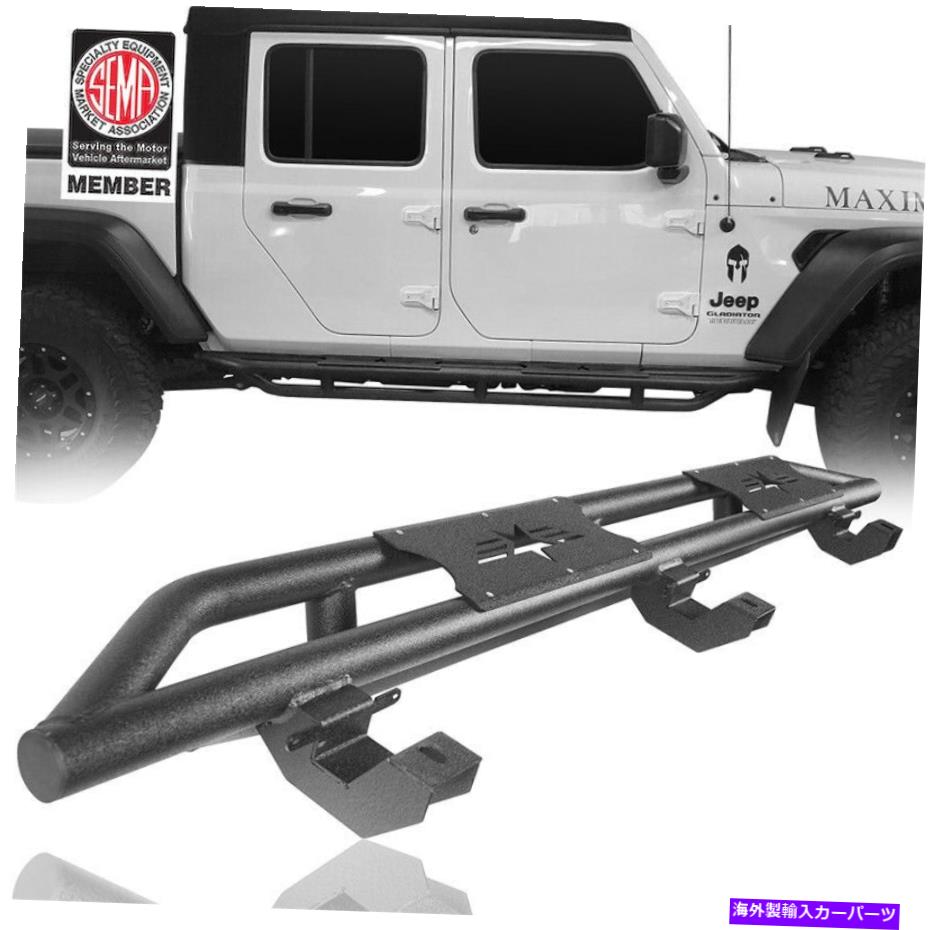 Nerf Bar ペアブラックチューブラーサイドステップジープグラディエーターJT 20-22のランニングボード Pair Black Tubular Side Step Nerf Bars Running Board for Jeep Gladiator JT 20-22【並行輸入品】