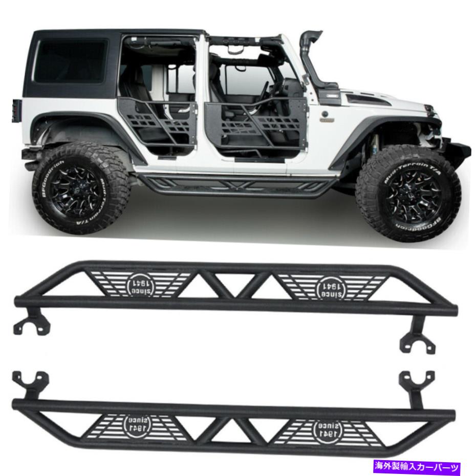 Nerf Bar テクスチャブラックサイドステップ07-18ジープラングラーJK 4DRのランニングボードを走るnerfバー Texture Black Side Steps Nerf Bars Running Boards for 07-18 Jeep Wrangler JK 4Dr【並行輸入品】