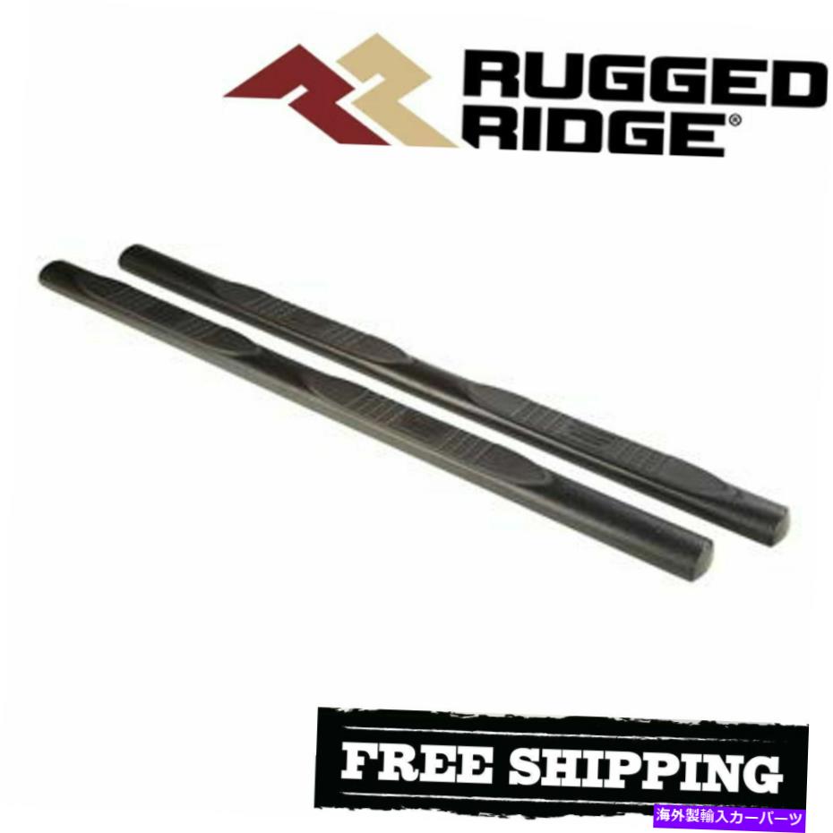 Nerf Bar 頑丈なリッジ4インチブラックオーバルステップバーキットフィット2018-2019ジープラングラーJLU 4ドア Rugged Ridge 4in Black Oval Step Bar Kit Fits 2018-2019 Jeep Wrangler JLU 4 Door【並行輸入品】