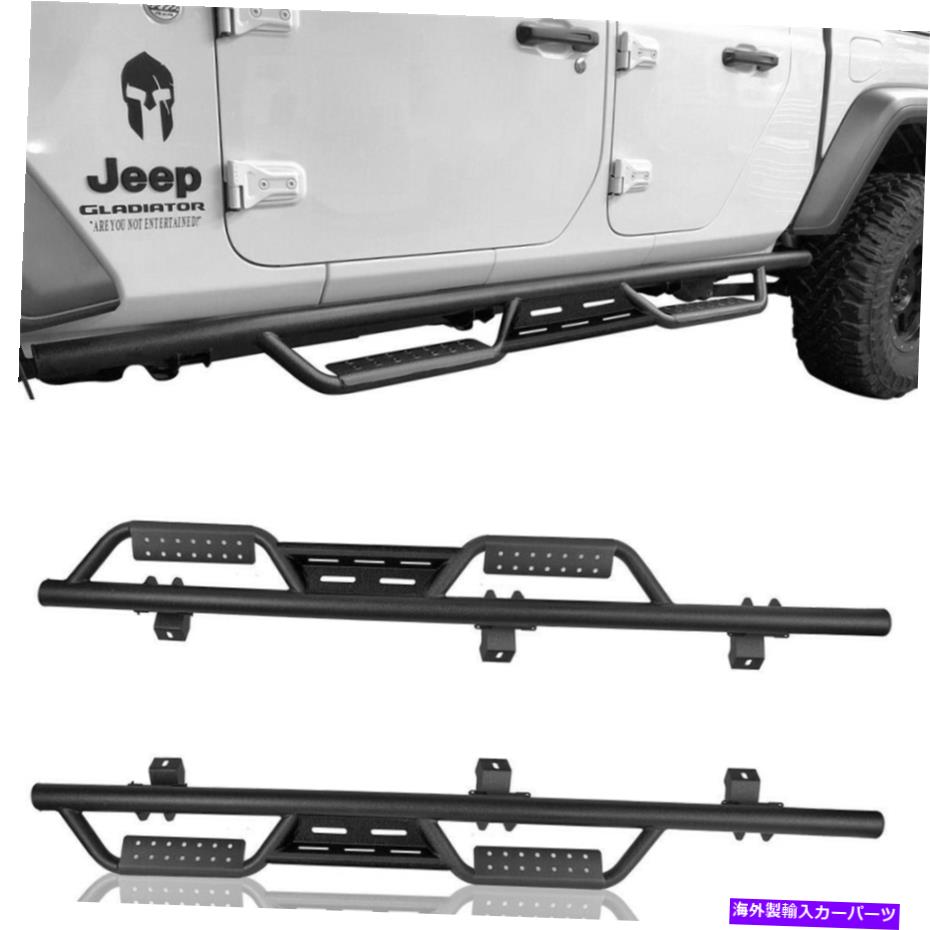 Nerf Bar 2xスチールサイドステップナーフバーランニングボードブラックジープグラディエーターJT 2020-2022 2x Steel Side Step Nerf Bar Running Board Black for Jeep Gladiator JT 2020-2022【並行輸入品】