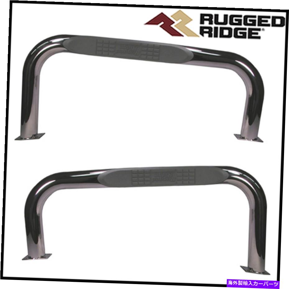Nerf Bar 頑丈なリッジブラックラウンド磨き洗浄ナーフバーフィット1976-1983ジープCJ5 Rugged Ridge Black Round Polished Nerf Bar Fits 1976-1983 Jeep CJ5【並行輸入品】