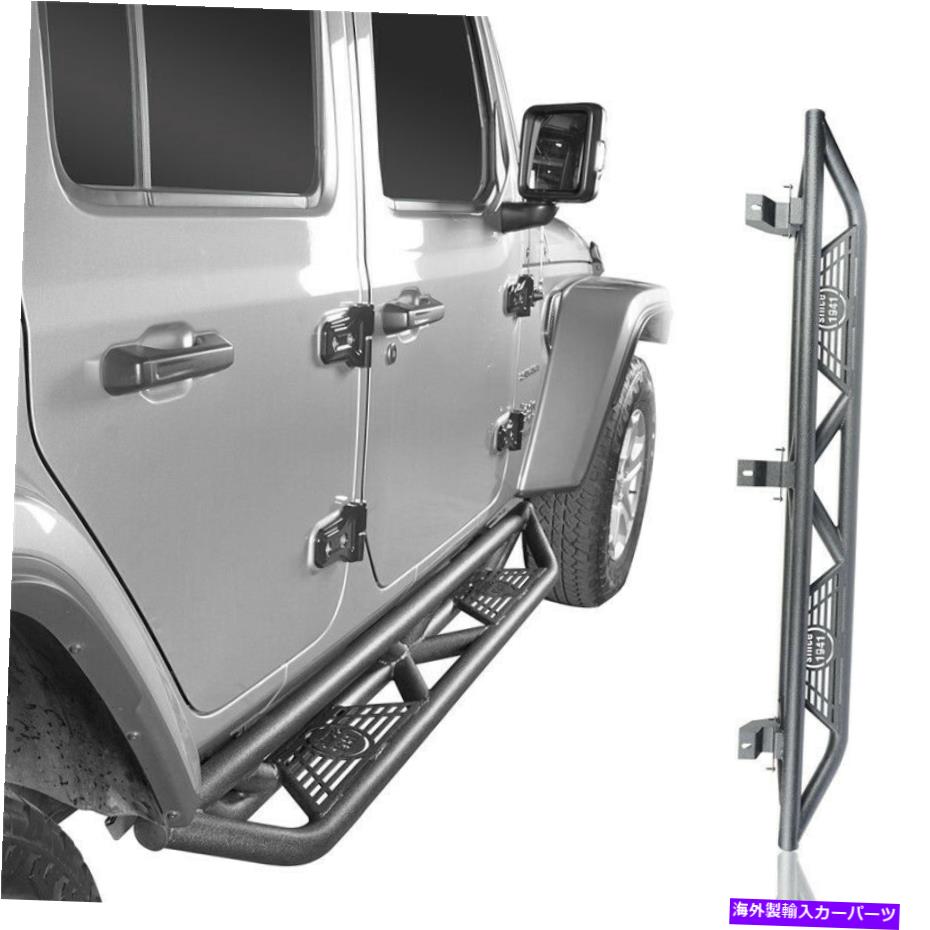 Nerf Bar パウダーコーティングされたサイドステップジープラングラーJL 18-22 4DRのランニングボードをランニングボード Powder Coated Side Steps Nerf Bars Running Boards For Jeep Wrangler JL 18-22 4Dr【並行輸入品】
