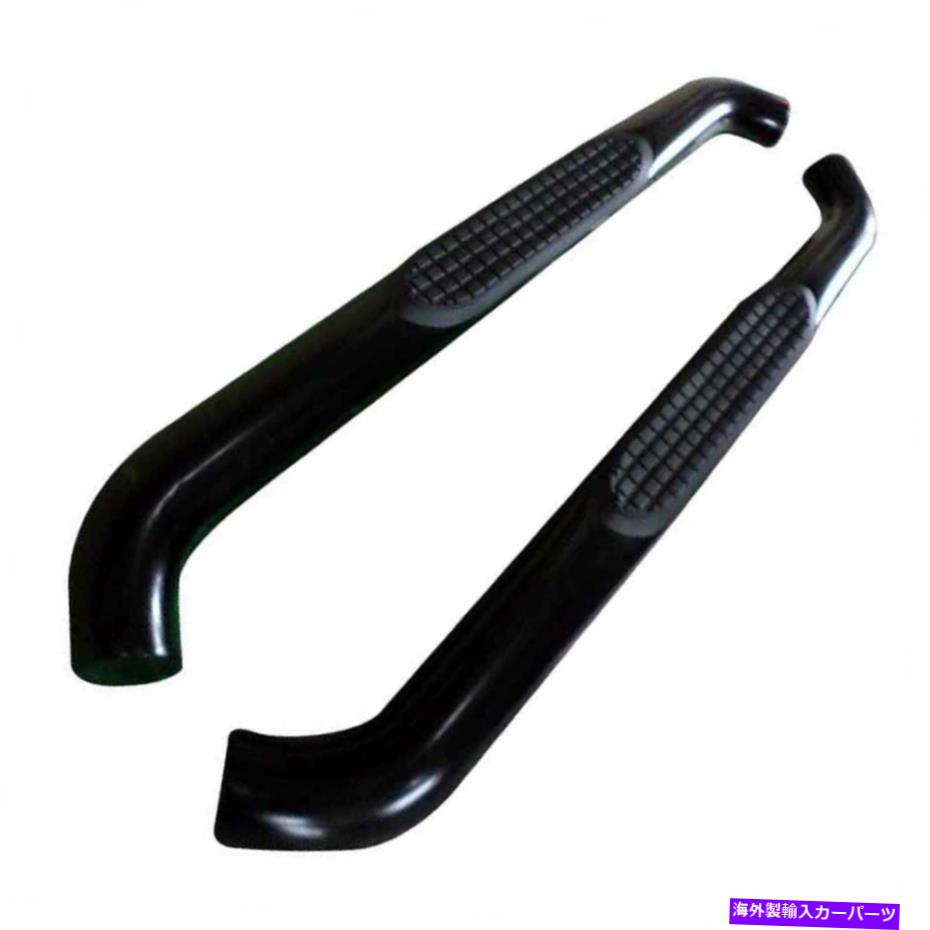 Nerf Bar 1999-19シルバラード/シエラエクステブ用のブラック3インチラウンドベントW/2パッドステップナーフバー Black 3in Round Bent w/2 Pads Step Nerf Bar for 1999-19 Silverado/Sierra Ext Cab【並行輸入品】