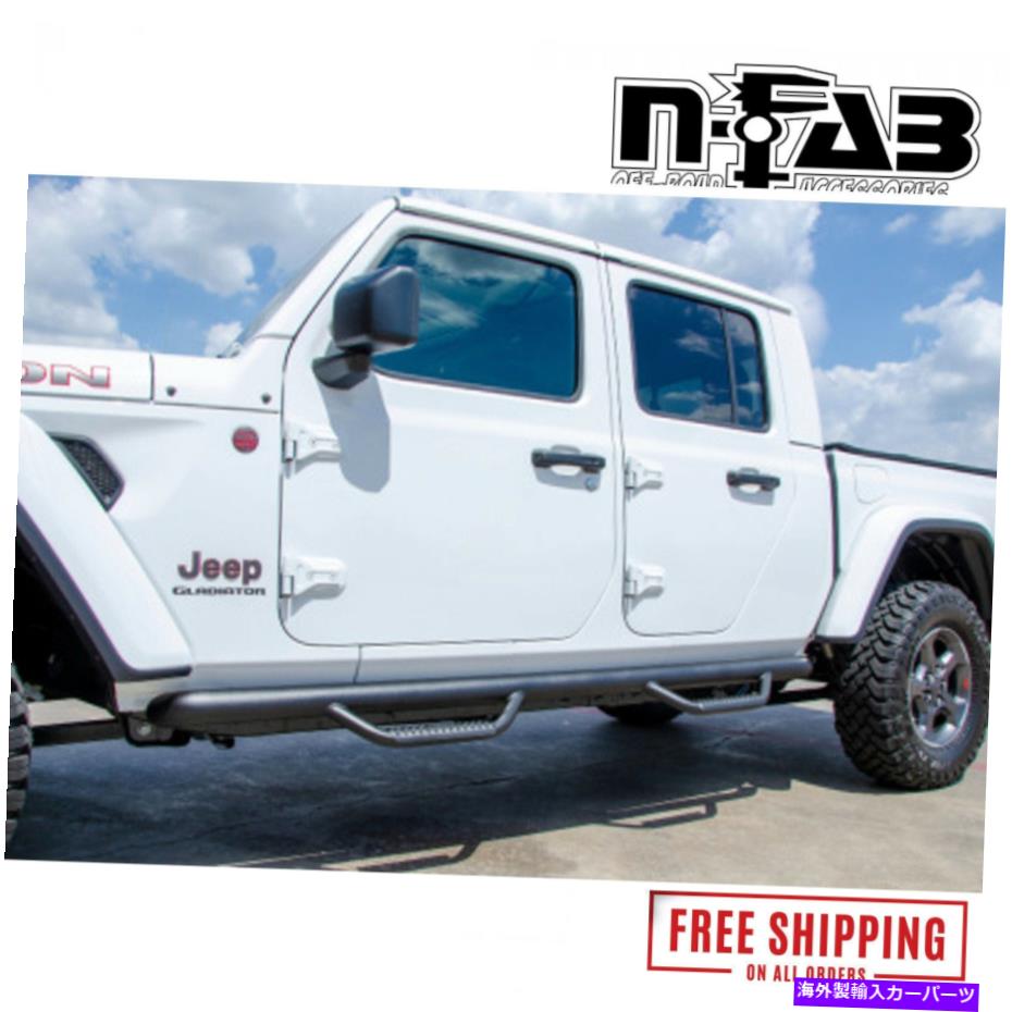 Nerf Bar N-FABホイール2ホイールテクスチャブラックナーフバーステップ2020-2021ジープ剣闘士 N-Fab Wheel 2 Wheel Textured Black Nerf Bar Step for 2020-2021 Jeep Gladiator【並行輸入品】