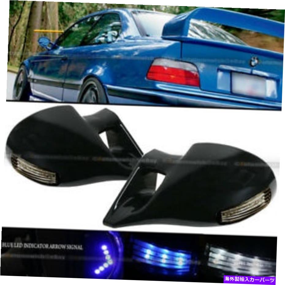 USミラー 95-99ダッジネオンM-3スタイルLED信号マニュアル光沢のある黒いサイドミラー For 95-99 Dodge Neon M-3 Style LED Signal Manual Glossy Black Side Mirror【並行輸入品】