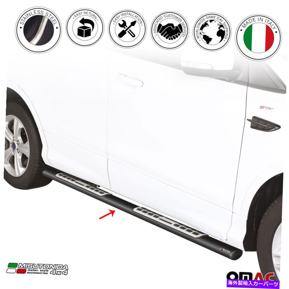 Nerf Bar ランニングボードはフォードエスケープ2017-2019ネルフバーステンレススチールブラック2 PCS Running Boards Fits Ford Escape 2017-2019 Nerf Bars Stainless Steel Black 2 Pcs【並行輸入品】