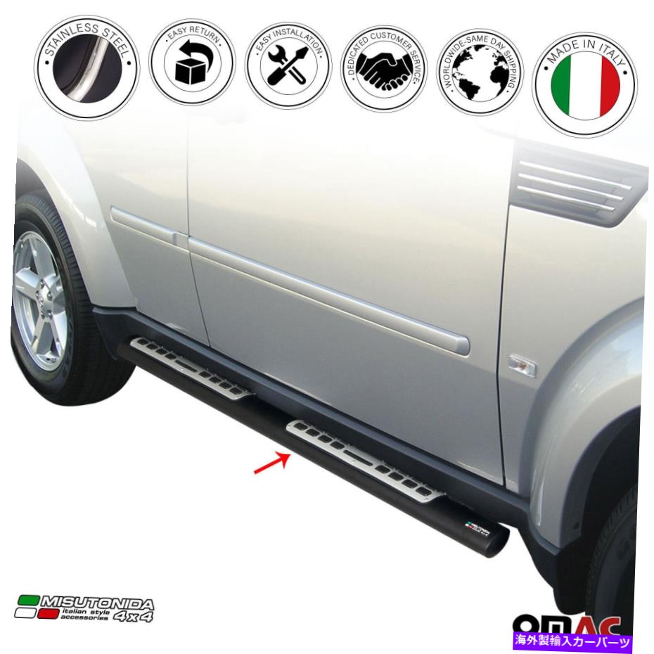 Nerf Bar ランニングボードはダッジニトロ2007-2012ネルフバーステンレススチールブラック2 PCS Running Boards Fits Dodge Nitro 2007-2012 Nerf Bars Stainless Steel Black 2 Pcs【並行輸入品】