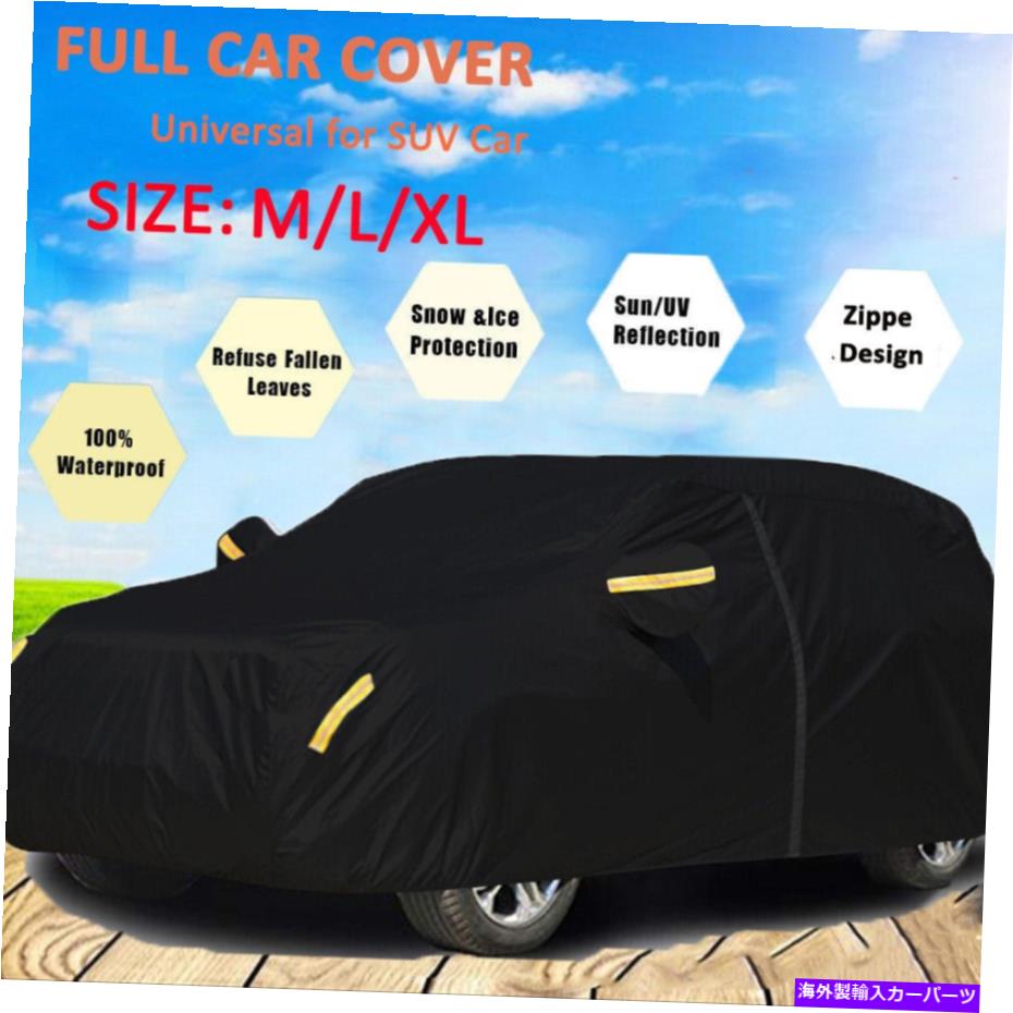 カーカバー ジッパー防水サンプロテクション屋外フィット4.6m?5.3mの黒いフルSUVカバー Black Full SUV Cover w/ Zipper Waterproof Sun Protection Outdoor Fits 4.6m-5.3m【並行輸入品】