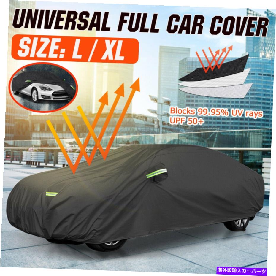 カーカバー 黒いフルカーカバー防水性のすべての気象保護防止防止防止綿 Black Full Car Cover Waterproof All Weather Protection Anti-UV Cotton Lining US【並行輸入品】