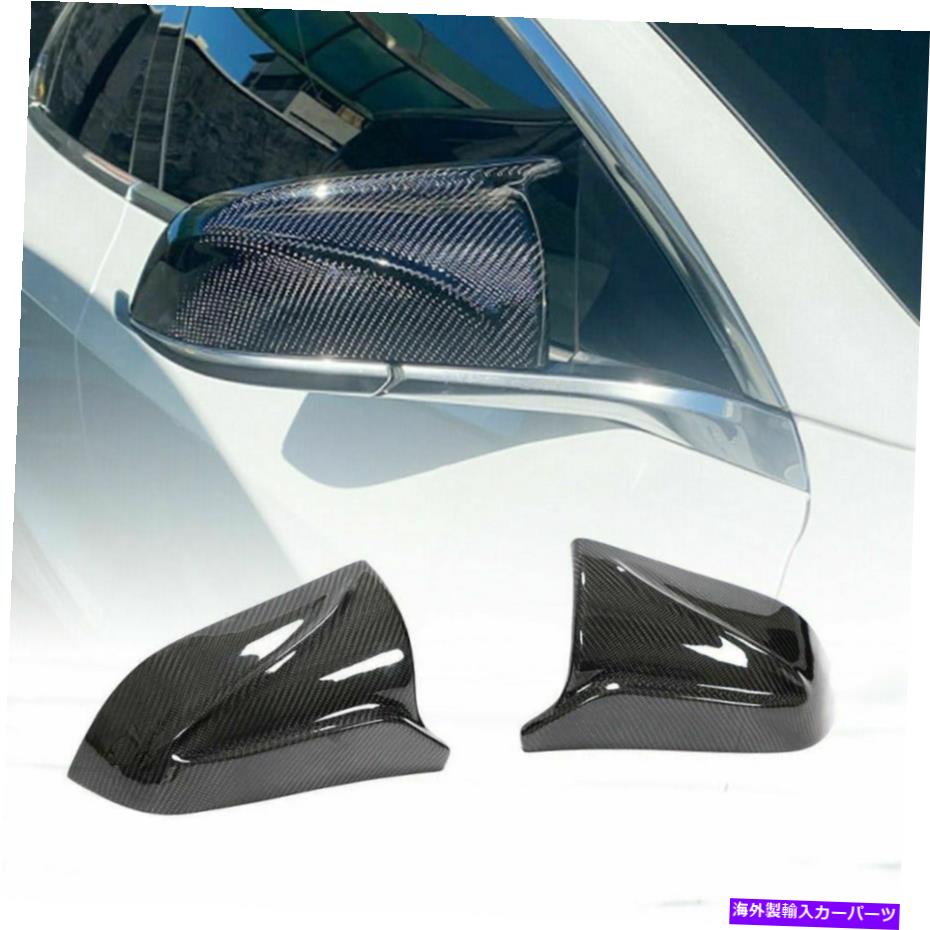 USミラー テスラモデル3 2017-2022の2xカーボンファイバーカーサイドリアビューミラーカバーキャップ 2x Carbon Fiber Car Side Rear View Mirror Cover Cap For Tesla Model 3 2017-2022【並行輸入品】