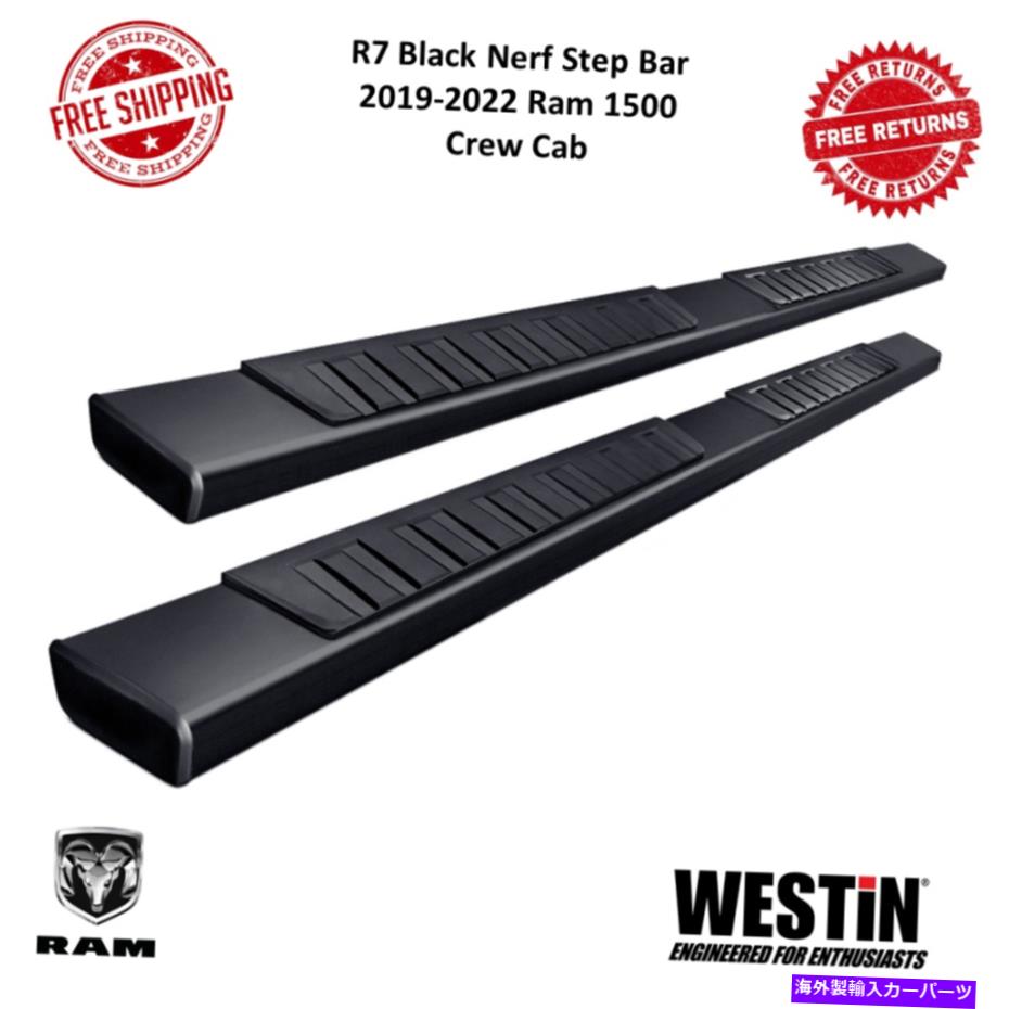 Nerf Bar ウェスティン28-71225 | R7ブラックナーフステップバー85 ''フィット2019-2022ラム1500クルーキャブ Westin 28-71225 | R7 Black Nerf Step Bars 85'' Fits 2019-2022 Ram 1500 Crew Cab【並行輸入品】