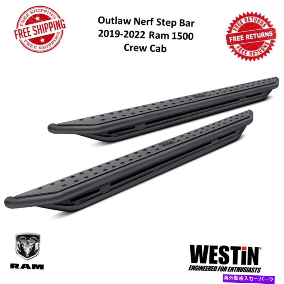 Nerf Bar ウェスティン58-54085 | Outlaw Black Steel Nerfステップバーが19-22 RAM 1500クルーキャブに適合する Westin 58-54085 | Outlaw Black Steel Nerf Step Bar Fits 19-22 Ram 1500 Crew Cab【並行輸入品】