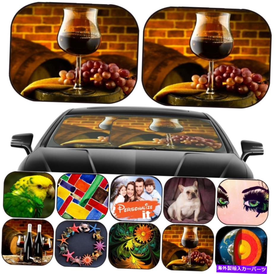 サンシェード フロントガラス日陰2 PCユニバーサルフィット画像27848889ワイン Windshield Sun Shade 2 pc Universal Fit Image 27848889 wine【並行輸入品】