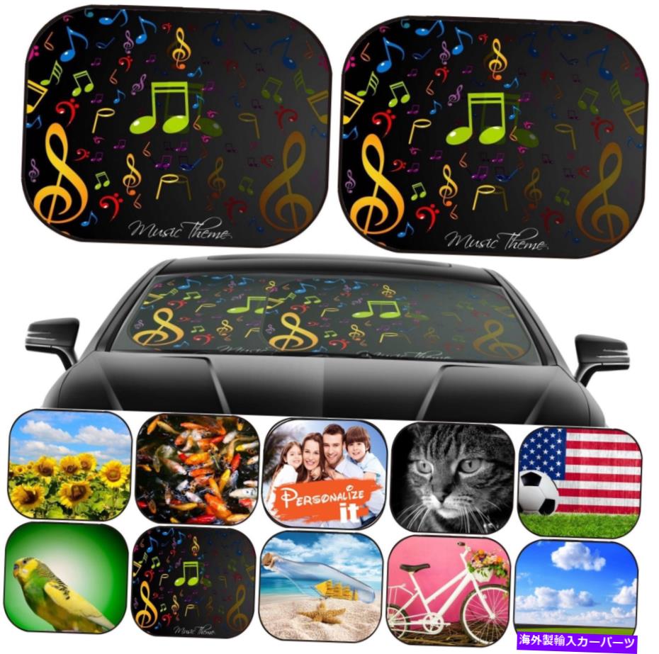 サンシェード サンシェードフロントガラス2 PCユニバーサルフィット画像23701178抽象ノート Sun Shade Windshield 2 pc Universal Fit Image 23701178 abstract music notes【並行輸入品】
