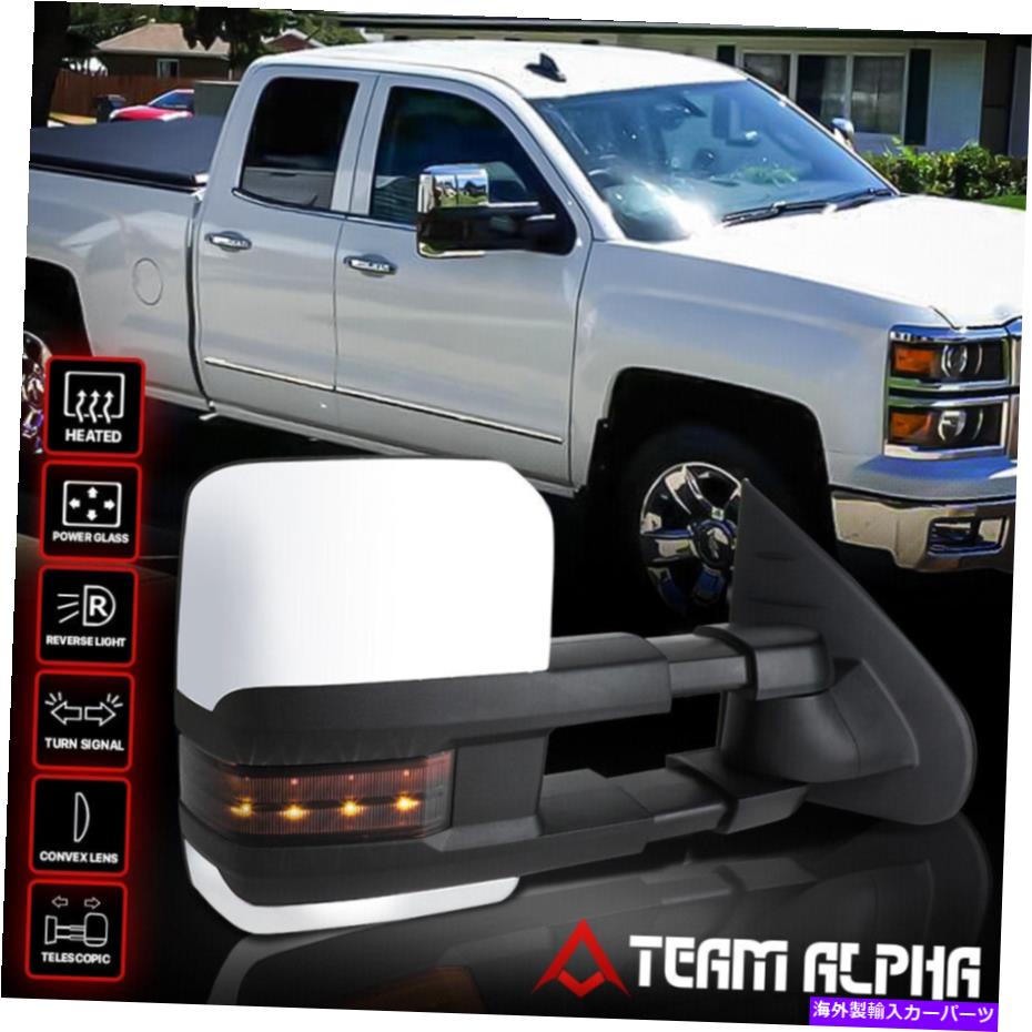 USミラー Fit 2007-2014 Sierra/Silverado [Power+Heat+Smoke LED]右側のクロムトウミラー Fit 2007-2014 Sierra/Silverado[POWER+HEAT+SMOKE LED]Right Side Chrome Tow Mirror【並行輸入品】