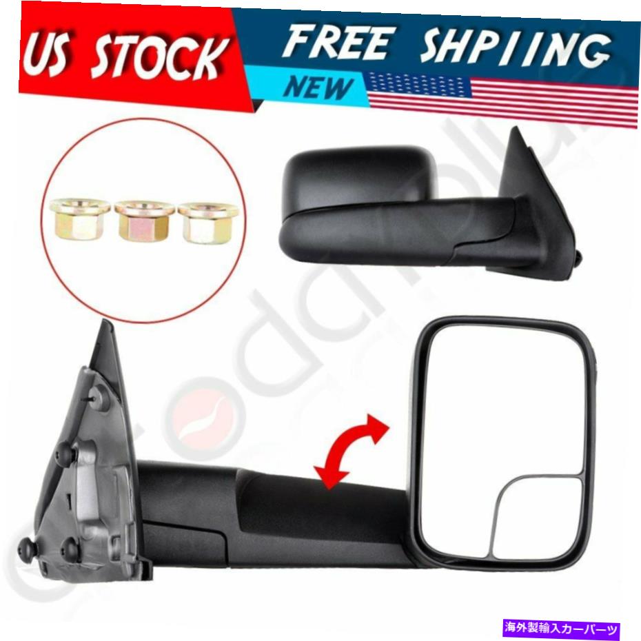 USミラー ブラックサイドビューミラーマニュアル牽引ミラー02-08ダッジラムトラックにセット Black Side View Mirrors Manual Towing Mirrors Pair Set For 02-08 Dodge Ram Truck【並行輸入品】