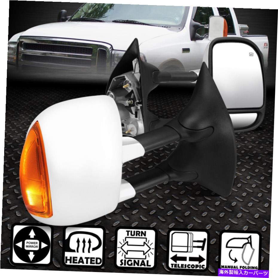 USミラー 99-07フォードスーパーデューティパワー+アンバー信号LEDクロムけん引サイドミラーペア FOR 99-07 FORD SUPER-DUTY POWER+AMBER SIGNAL LED CHROME TOWING SIDE MIRROR PAIR【並行輸入品】