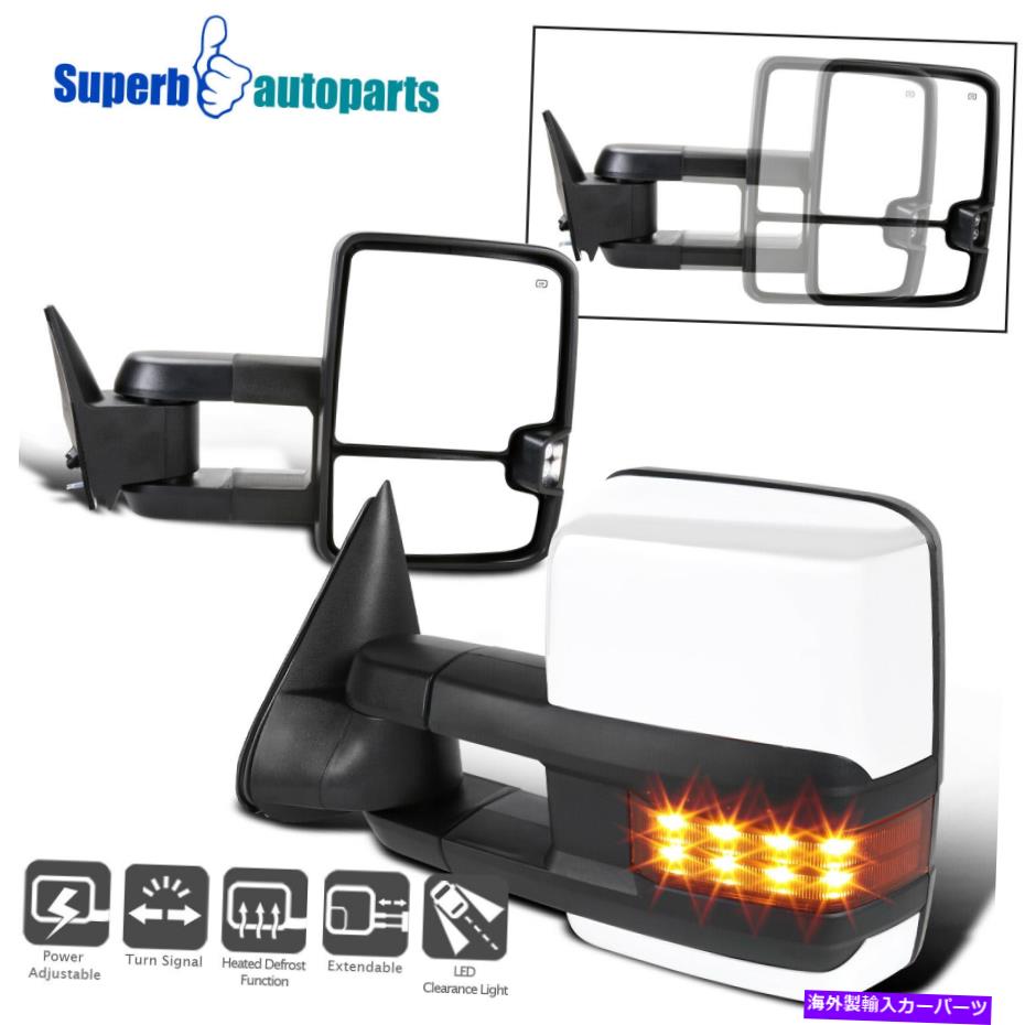 USミラー フィット88-98 Chevy GMC C10 C/K POWER加熱LED信号牽引サイドミラーペア Fits 88-98 Chevy GMC C10 C/K Power Heated LED Signal Towing Side Mirrors Pair【並行輸入品】