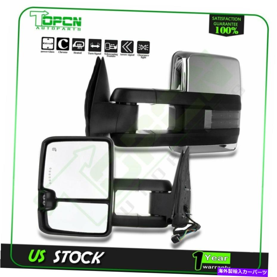 USミラー 99-02シボレーGMCペアのパワー加熱レッド信号ランプ牽引側ビューミラー Power Heated LED Signal Lamp Tow Side View Mirrors For 99-02 Chevrolet GMC Pair【並行輸入品】