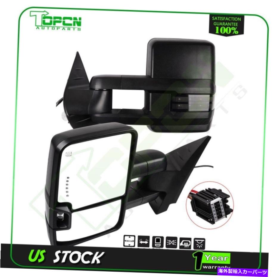 USミラー 牽引ミラー07-14シボレーGMC用のパワー加熱側水上信号光ペア Towing Mirrors Power Heated Side Puddle Signal Light Pair For 07-14 Chevy GMC【並行輸入品】