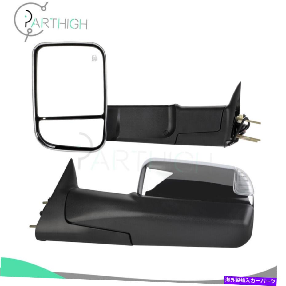 USミラー 98ダッジ3500左+右サイドミラーパワー加熱クロムターンシグナルライト For 98 Dodge 3500 Left+Right Side Mirrors Power Heated Chrome Turn Signal Light【並行輸入品】