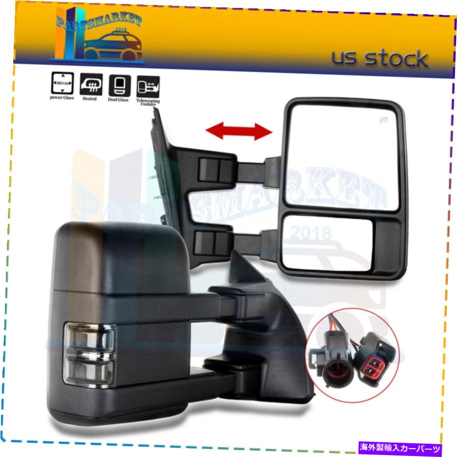 USミラー 99-02フォードF250 F350 F450 F550用のパワー加熱サイドビュー牽引ミラーペア Power Heated Side View Towing Mirrors Pair For 99-02 Ford F250 F350 F450 F550【並行輸入品】