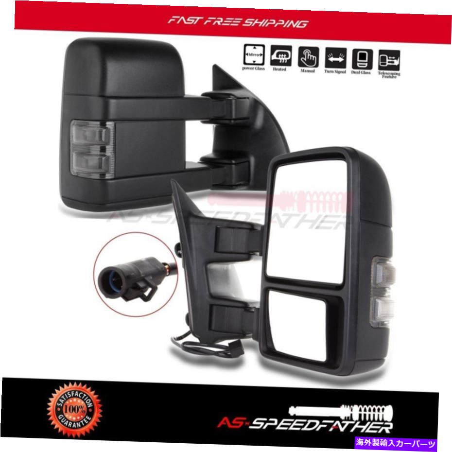 USミラー 99-07 Ford F250 F350 F450 F550 POWER加熱LED信号煙サイドミラー For 99-07 Ford F250 F350 F450 F550 Power Heated LED Signal Smoke Side Mirrors【並行輸入品】