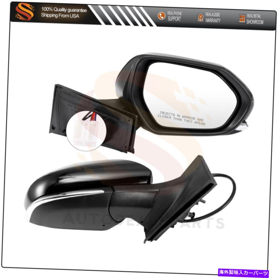 USミラー ドアミラーは2016-18トヨタプリウスL＆Rパワーマニュアルフォールド加熱ブラック信号 Door Mirrors Fits 2016-18 Toyota Prius L&R Power Manual Fold Heated Black Signal【並行輸入品】