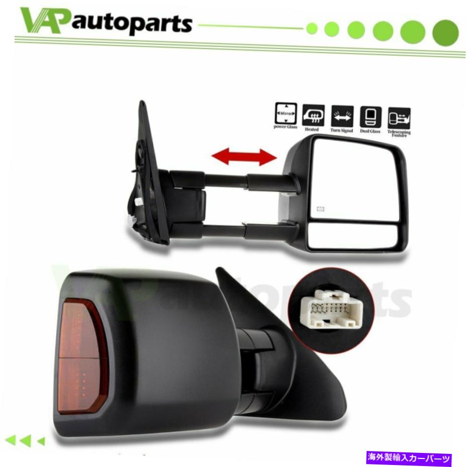 USミラー 07-17のブラックトヨタツンドラセコイアパワー加熱LED信号サイドミラーペア Black For 07-17 Toyota Tundra Sequoia Power Heated LED Signal Side Mirrors Pair【並行輸入品】