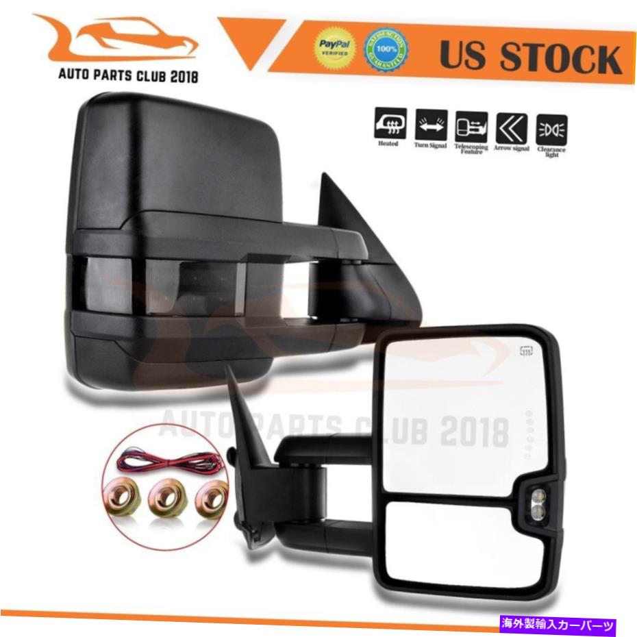 USミラー 1999-02のペアシボレーGMCブラックテクスチャパワー加熱ターンシグナルトウミラー Pair For 1999-02 Chevy GMC Black Textured Power Heated Turn Signal Tow Mirrors【並行輸入品】