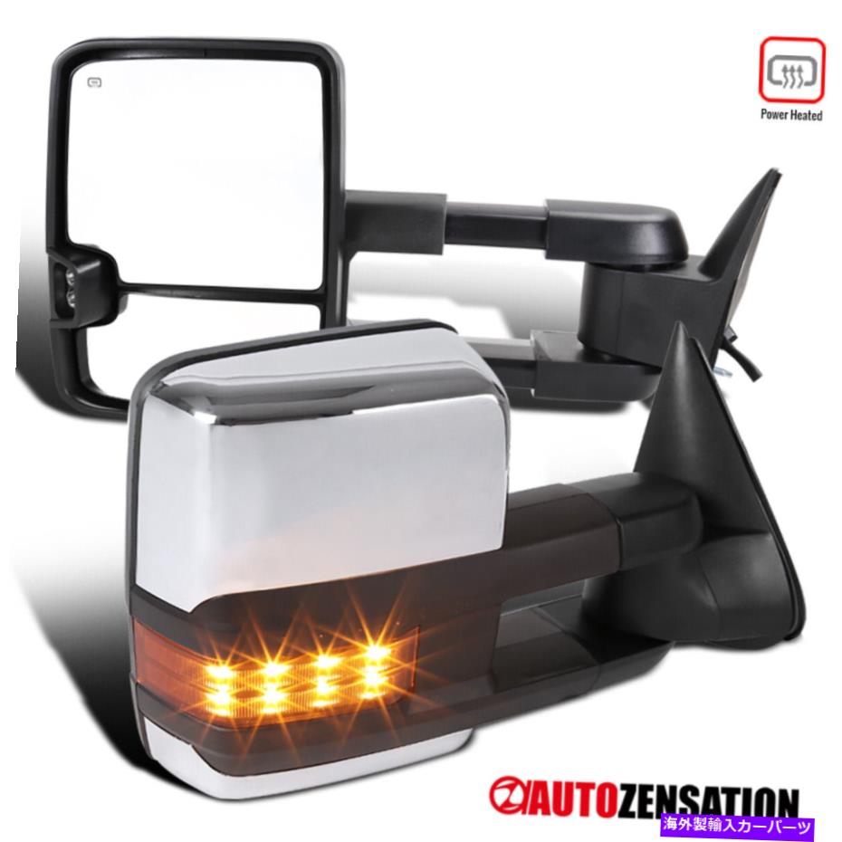 USミラー フィットシボレー95-99タホ88-00 C/K Chrome Power Heated Tow Mirrors+Amber LED信号 Fit Chevy 95-99 Tahoe 88-00 C/K Chrome Power Heated Tow Mirrors+Amber LED Signal【並行輸入品】