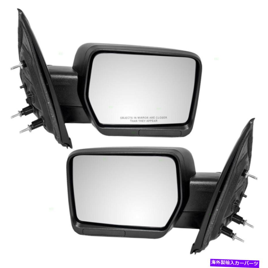 USミラー ペアセットマニュアルサイドミラー09-14フォードF150ピックアップトラック用の台座テクスチャー Pair Set Manual Side Mirrors Pedestal Textured for 09-14 Ford F150 Pickup Truck【並行輸入品】