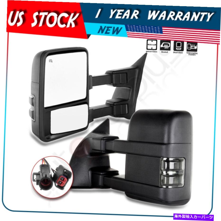 USミラー 1999-2002 F250 F350 F450 F550ペアセットのブラックパワー加熱けん引鏡 Black Power Heated Towing Mirrors For 1999-2002 F250 F350 F450 F550 Pair Set【並行輸入品】