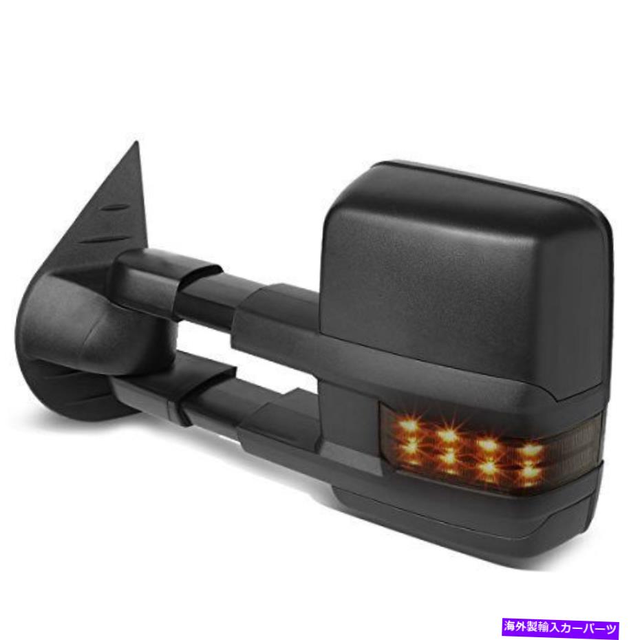 USミラー 左サイドブラックパワー加熱伸縮伸縮式式ターンシグナル牽引ミラーコンプ... Left Side Black Power Heated Telescoping w/LED Turn Signal Towing Mirror Comp...【並行輸入品】